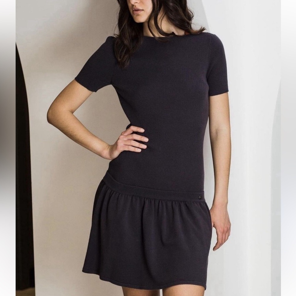 CHANEL Black Short Sleeve Dress